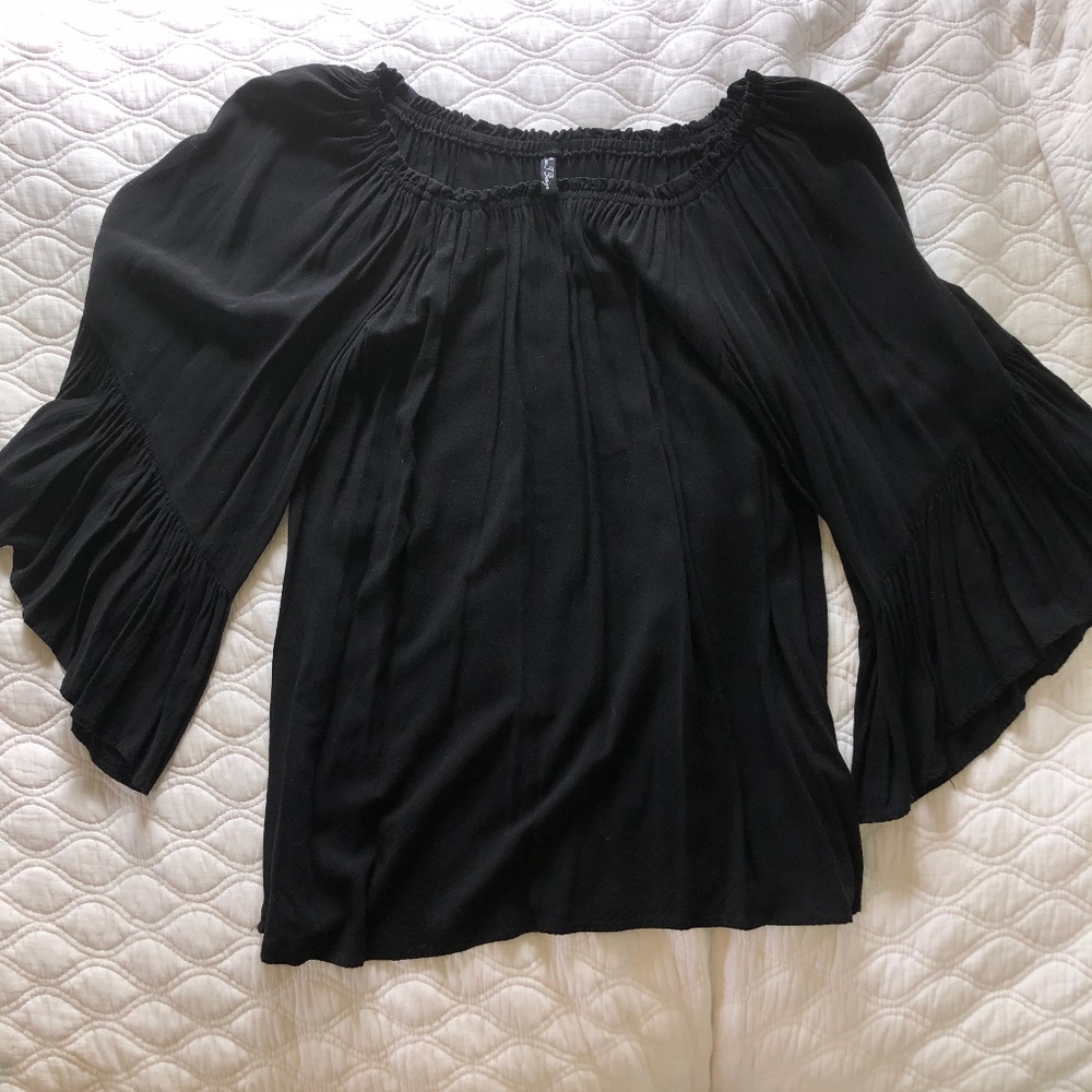 Black Bell Sleeve top